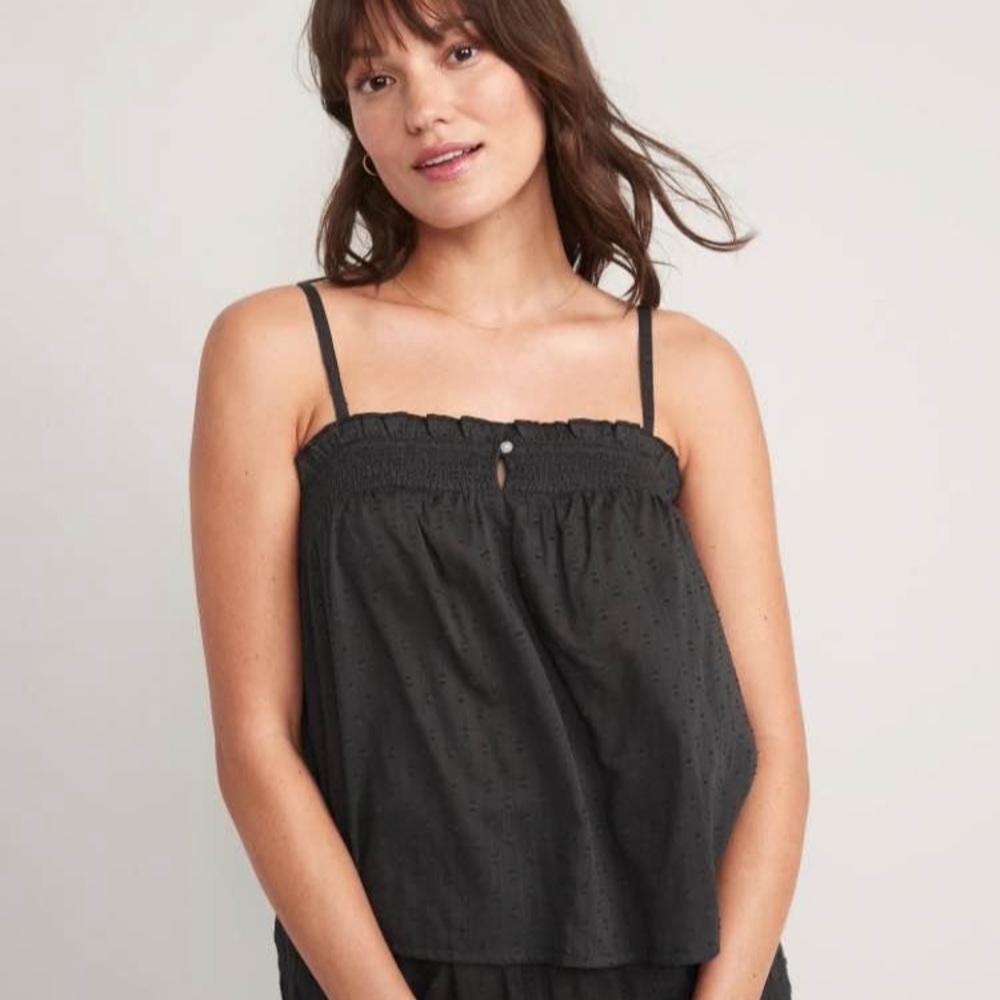 Old navy smocked clip dot crop cami